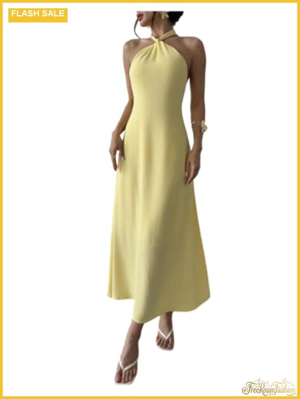 Sleeveless Halter Ruffle Backless Maxi Dress Summer